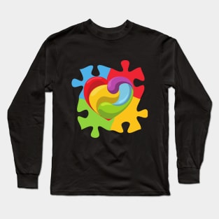 Puzzle Piece Heart Long Sleeve T-Shirt